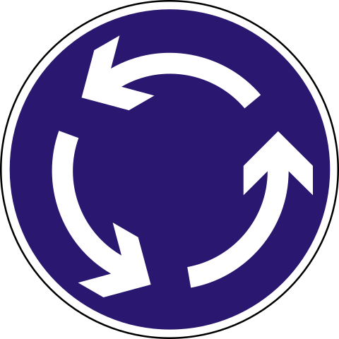 Roundabout (mandatory direction) (Hungary)